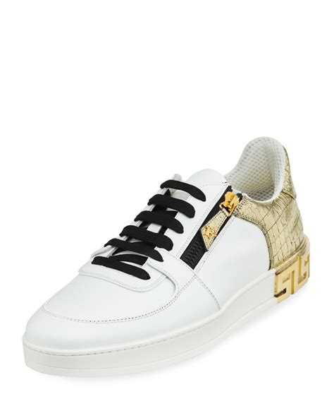 versace collection lace-up leather sneaker|versace men's shoes silver label.